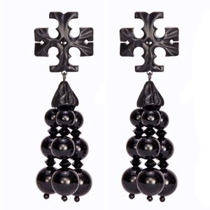 TORY BURCH • Black Roxanne Tassel Earrings